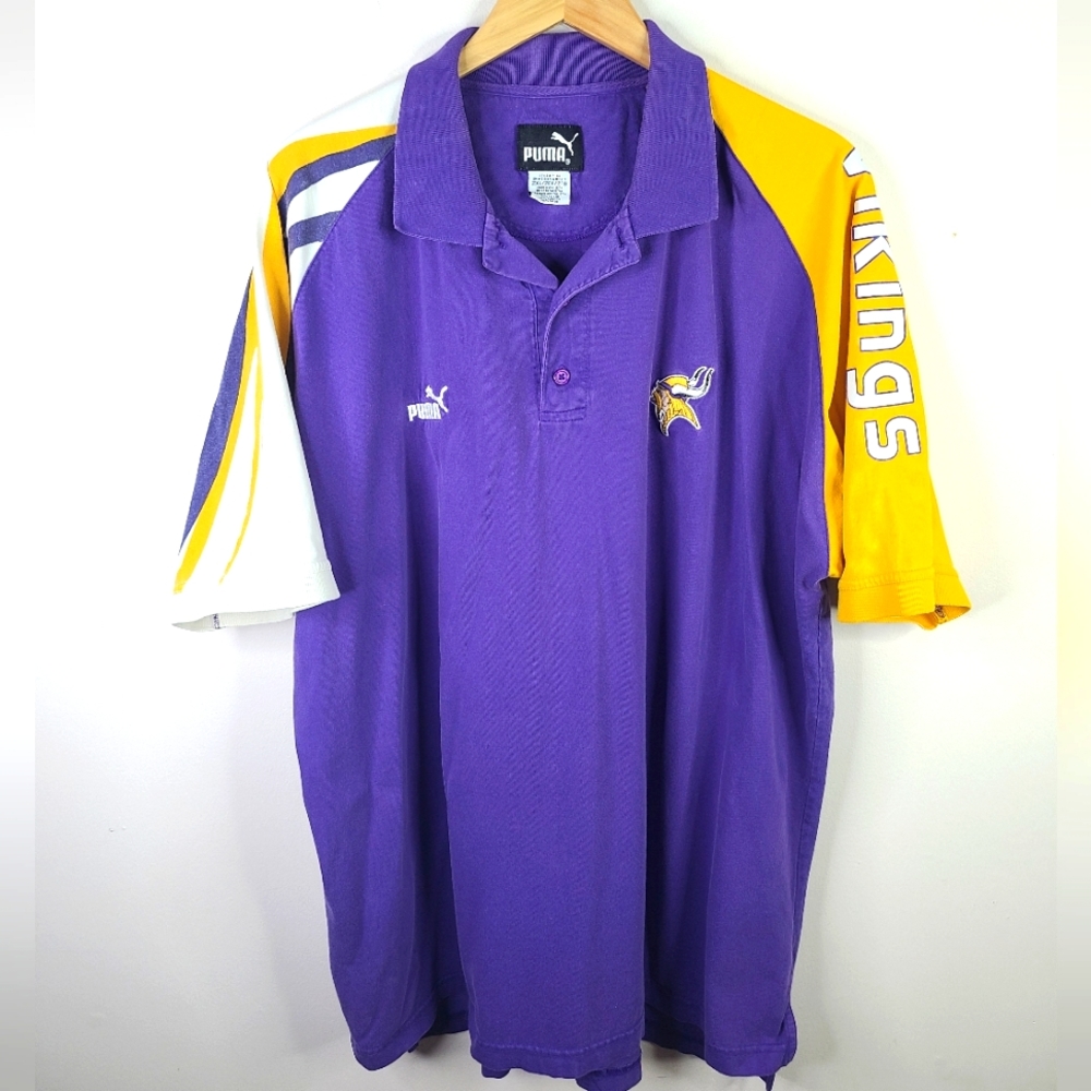 Vintage Retro Minnesota Vikings Short Sleeve Polo - SIZE 2XL - Football Purple